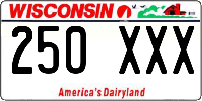 WI license plate 250XXX