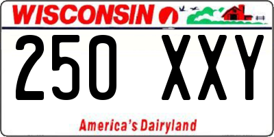 WI license plate 250XXY