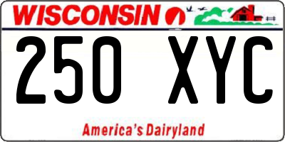 WI license plate 250XYC
