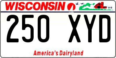 WI license plate 250XYD
