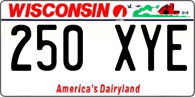 WI license plate 250XYE