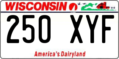 WI license plate 250XYF