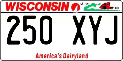 WI license plate 250XYJ