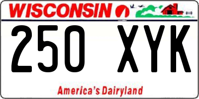 WI license plate 250XYK