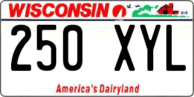 WI license plate 250XYL