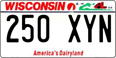 WI license plate 250XYN