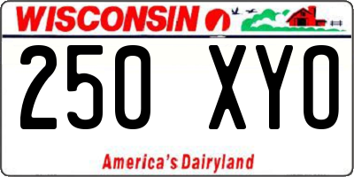 WI license plate 250XYO