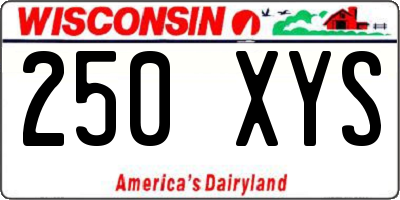 WI license plate 250XYS