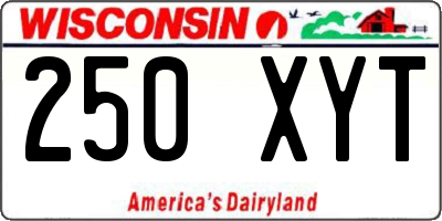 WI license plate 250XYT