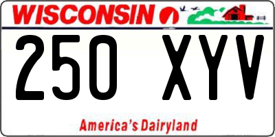 WI license plate 250XYV