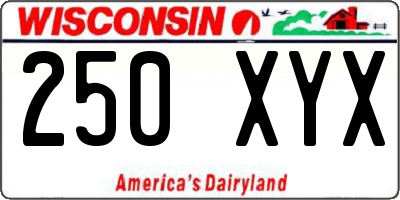 WI license plate 250XYX