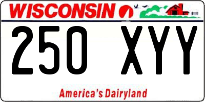WI license plate 250XYY
