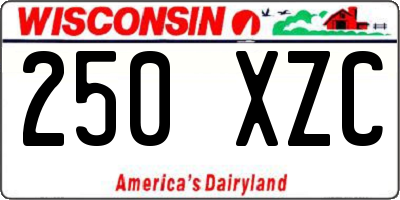 WI license plate 250XZC