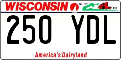 WI license plate 250YDL