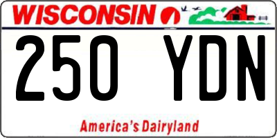WI license plate 250YDN