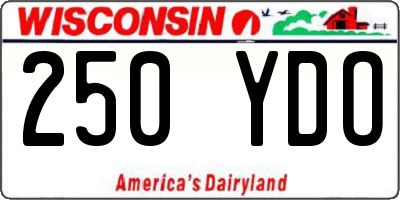 WI license plate 250YDO