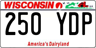 WI license plate 250YDP