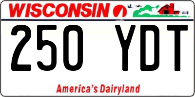 WI license plate 250YDT