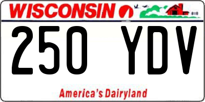 WI license plate 250YDV