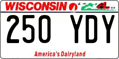 WI license plate 250YDY