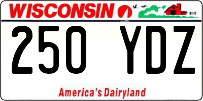 WI license plate 250YDZ