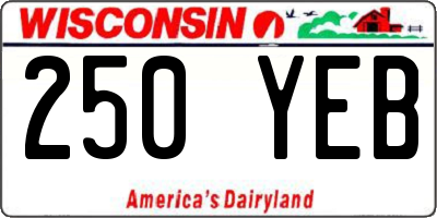 WI license plate 250YEB
