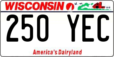 WI license plate 250YEC