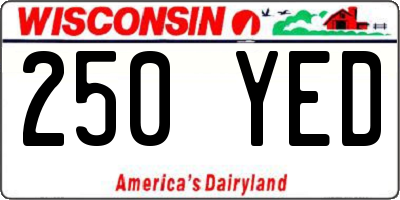 WI license plate 250YED