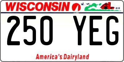 WI license plate 250YEG