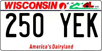 WI license plate 250YEK