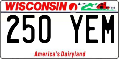 WI license plate 250YEM