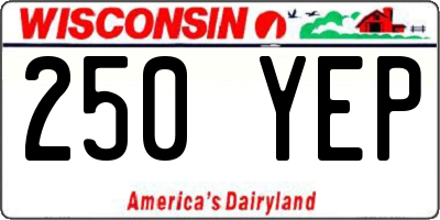 WI license plate 250YEP