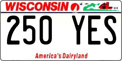WI license plate 250YES