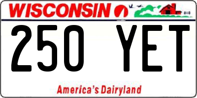 WI license plate 250YET