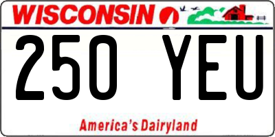 WI license plate 250YEU