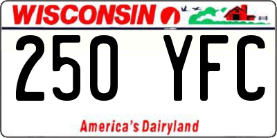 WI license plate 250YFC