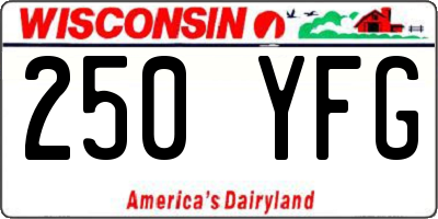 WI license plate 250YFG