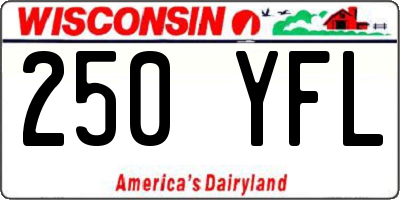 WI license plate 250YFL