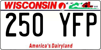 WI license plate 250YFP
