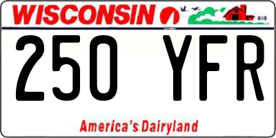 WI license plate 250YFR