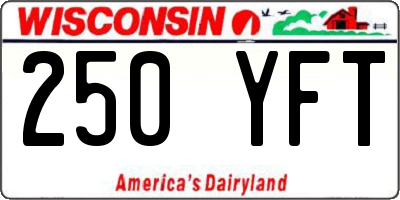 WI license plate 250YFT