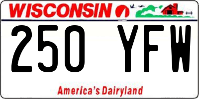 WI license plate 250YFW