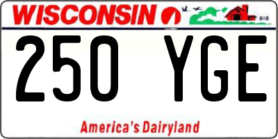 WI license plate 250YGE