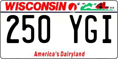 WI license plate 250YGI