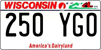 WI license plate 250YGO
