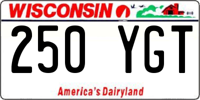 WI license plate 250YGT