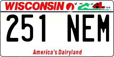 WI license plate 251NEM
