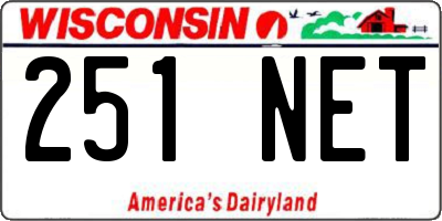 WI license plate 251NET