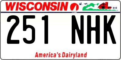 WI license plate 251NHK