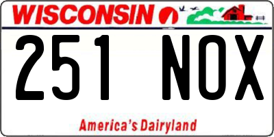 WI license plate 251NOX